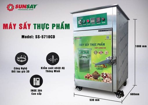 Máy sấy nhiệt 10 khay với công nghệ gió đối lưu 3D hiện đại