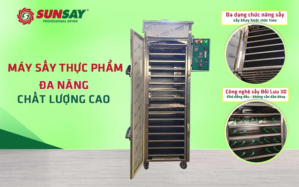 Máy sấy nhiệt 16 khay sấy đa dạng thủy hải sản