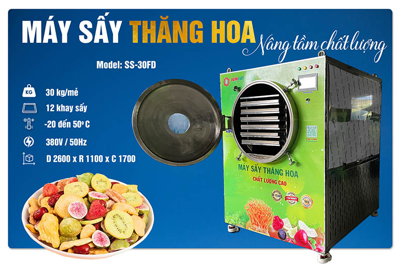 Máy sất thăng hoa sấy được đa dạng các loại trái cây, rau củ, sản phẩm sấy thăng hoa có giá trị kinh tế cao 